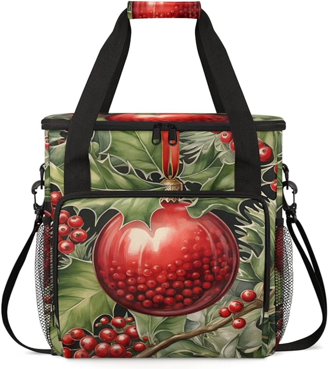 Christmas Flowers Coffee Maker Carrying Bag Cartoon Flowers Travel Storage Bag Compatible with K-Mini or K-Mini Plus Single Serve Coffee Brewer Carrying Case with Multiple Pockets &amp Shoulder Str