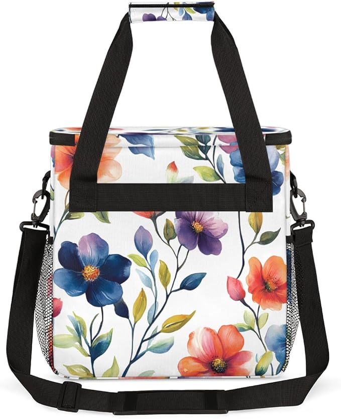 Enchanting Flowers Coffee Maker Carrying Bag Portable Travel Storage Tote Bag Compatible with K-Mini or K-Mini Plus Single Serve Coffee Brewer Carrying Case with Multiple Pockets &amp Shoulder Stra