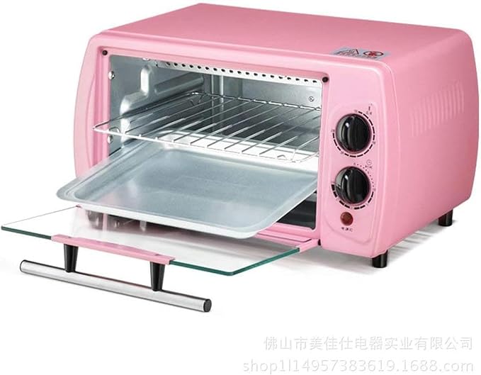 Electric Oven Mini 12L Oven Adjustable Tat Independent Temperature Control in The Upper and Lower Tubes Pink