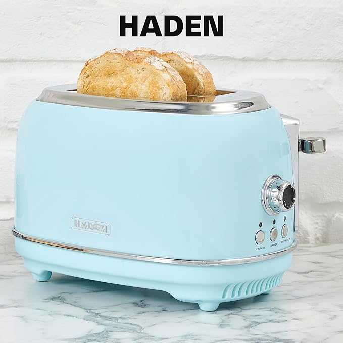 Haden Heritage 1.7 Liter Stainless Steel Electric Tea Kettle with Heritage 2 Slice Wide Slot Stainless Steel Bread Toaster Turquoise