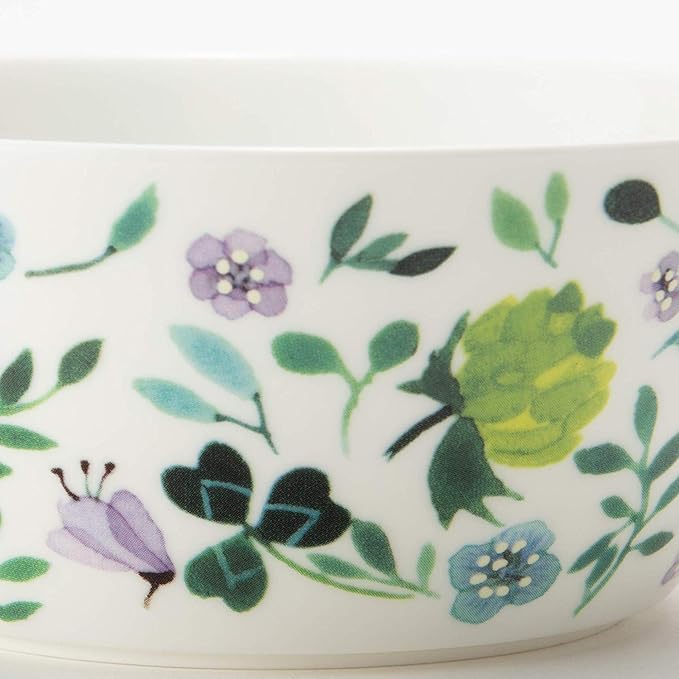 Narumi 51854-23166P Anna Emilia Dinnerware Set Diameter 5.5 inches (14 cm) Green Floral Pattern Cute Set of 3 Microwave Warming Dishwasher Safe Gift Box Included