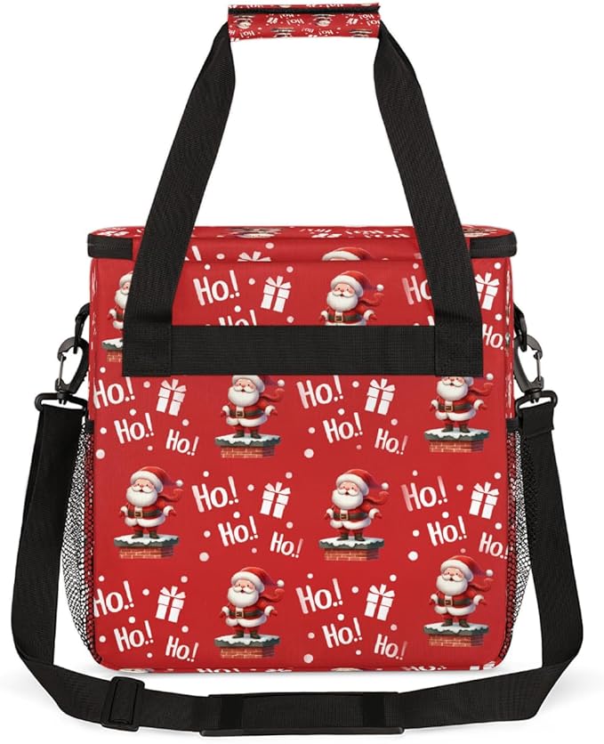 Merry Christmas Santa Claus Gift Coffee Maker Carring Bag Travel Carrying Storage Tote Bag Compatible with Keurig K-Mini or K-Mini Plus Portable Single Serve Coffee Brewer Case with Pockets