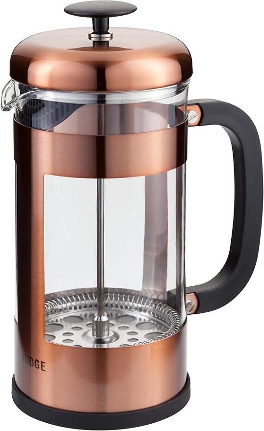 Judge JA112 Glass Cafetiere 8 Cup Coffee Maker (1L) Removable Base Scratch-Resistant Dishwasher Safe - 25 Year Guarantee
