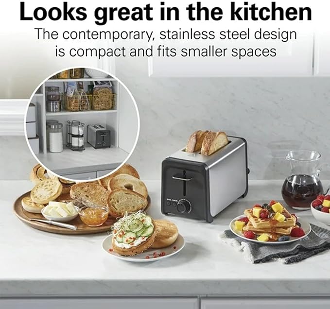 2-Slice Toaster - Stainless Steel with Extra Wide Slots Bagel Function &amp Toast Boost Removable Crumb Tray 7 Shade Settings