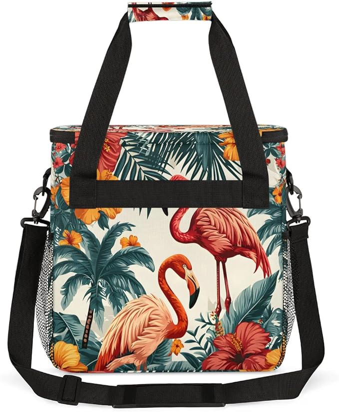 Flamingo Flower Leaves Coffee Maker Carrying Bag for Keurig K-Mini or K-Mini Plus Storage Portable Coffee Maker Travel Bag