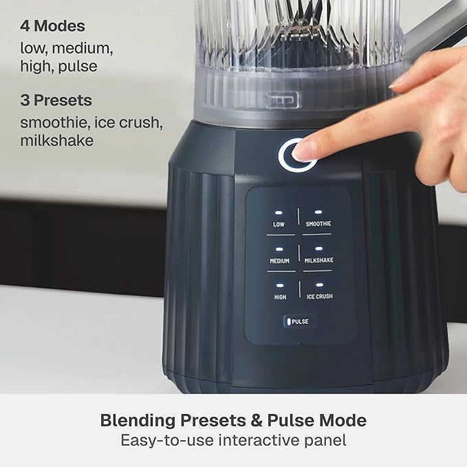 Countertop Blender with Pitcher and To-Go Cup 1100W High-Power Blender Stainless Steel Blade Multiple Speed Settings (Atlantic Blue)