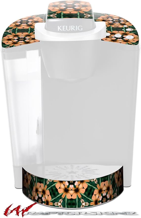 Decal Style Vinyl Skin compatible with Keurig K40 Elite Coffee Makers Floral Pattern Orange (COFFEE MAKER NOT INCLUDED)