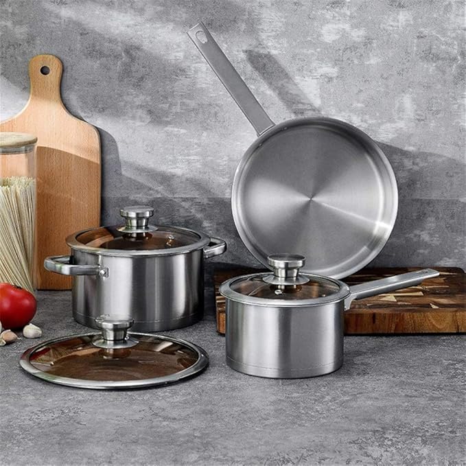 Pot Set Stainless Steel Cookware Set Kitchen Cookware Pots and Pans Set Perfect Cooking Utensils Cookware Cooking Set