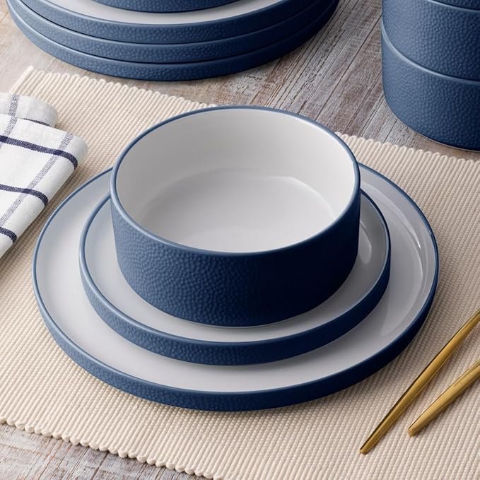 Noritake ColorTex Stone Blue 12-Piece Dinnerware Set Service for 4