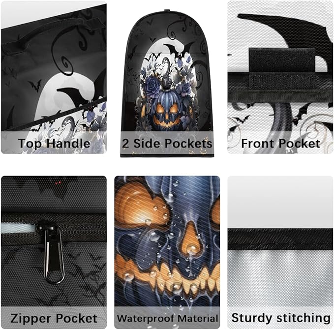 cfpolar Kitchen Aid Mixer Cover Compatible with 6-8 Quarts Halloween Pumpkin Flowers Bats Stand Mixer Cover Kitchen Aid Mixers Accessories Appliance Organizer Bag Dust Covers with Zipper Pocket