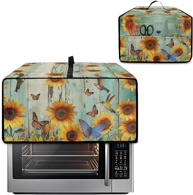 Doojoayie Small Appliance Covers Butterfly &amp Floral Toaster Oven Cover 6 Slice Kitchen Accessory Dust Protector 19.7x16x 10 Compatible with Toaster Machine