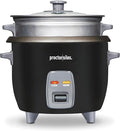 Proctor Silex Rice Cooker &amp Food Steamer 6 Cups Cooked (3 Cups Uncooked) Includes Steam and Rinsing Basket Black (37510)