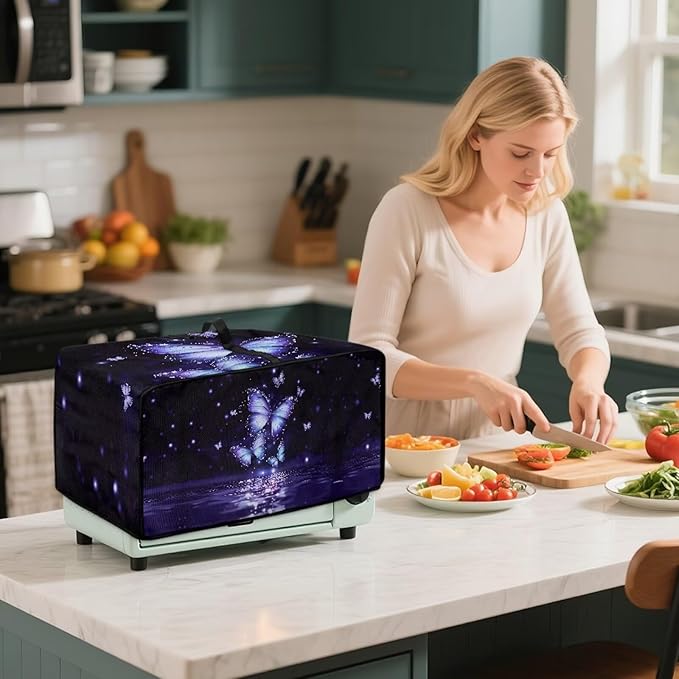 Convection Toaster Oven Cover with Storage Pockets Fits Machines Up to 18.5x14.5x9 Convection Toaster Oven Covers for Family Kitchen Essential Butterfly Lake