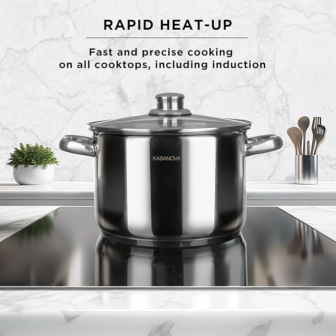 Grand Family 9Pcs Cookware set Stainless steel pots Nonstick aluminum frying pans PFOA-free Induction safe Oven-safe up to 356°F