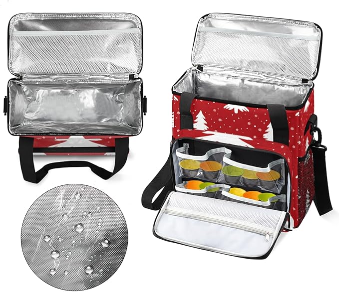 Christmas Tree Travel Coffee Maker Carrying Bag Red Large Organizer Storage Tote Bag Insulated Reusable Cooler Lunch Bags