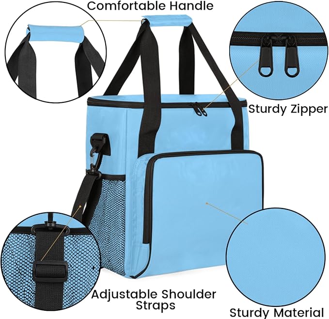 Lightskyblue Coffee Maker Carrying Bag Waterproof Insulated Leakproof Cooler Bag Portable Storage Tote Bag Organizer With Shoulder Strap