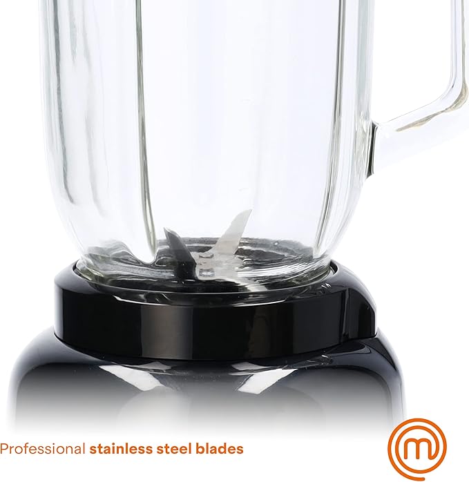 MasterChef Glass Blender for Shakes and Smoothies Milkshake Maker Frozen Drink &amp Margarita Machine For Fruit Juice with Ice Soup Sauces Food Puree etc Stainless Steel Blades 33oz 400w Bl