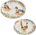 Bico Autumn Birds 16 plus 14 inch Oval Platters Set Set of 2 Microwave and Dishwasher Safe for Serving Fish Chicken Turkey