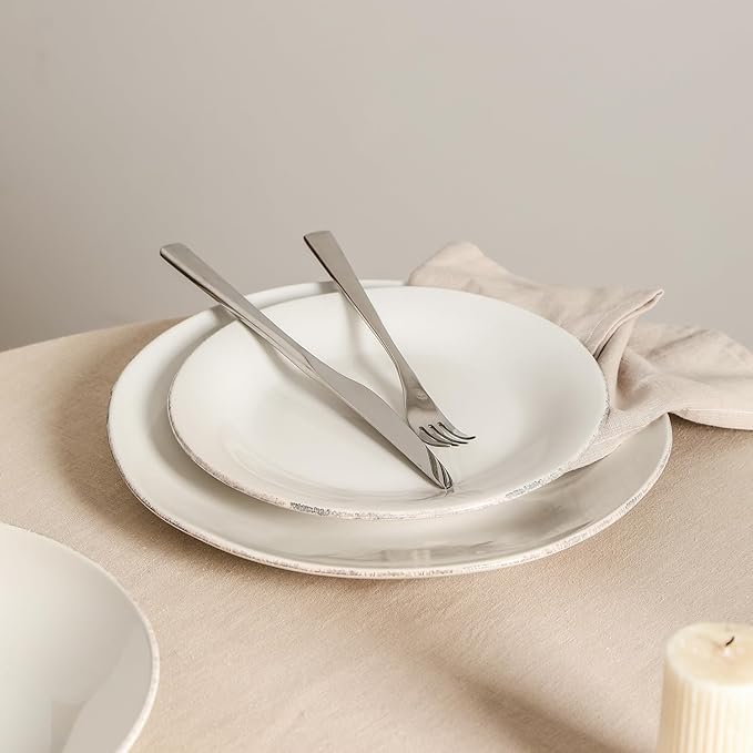 Stone Lain Essence 12-Piece Dinnerware Set Stoneware Plates and Bowls Set Dishwasher and Microwave Safe Dish Set for 4 White