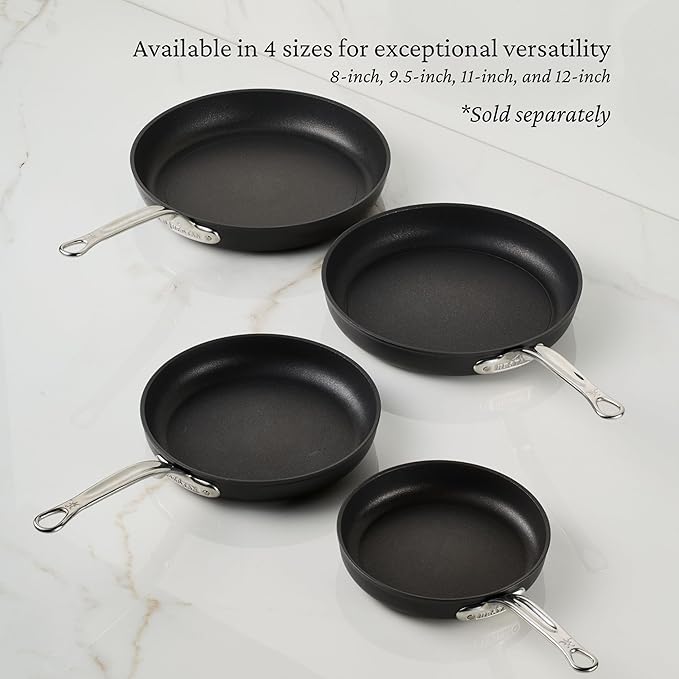 Hestan TITUM Fusion 3-Piece Nonstick Skillet Set (8 9.5 &amp 12.5) Double Impact Stainless Steel Base &amp Aluminum Body Induction Compatible Made without PFOAs