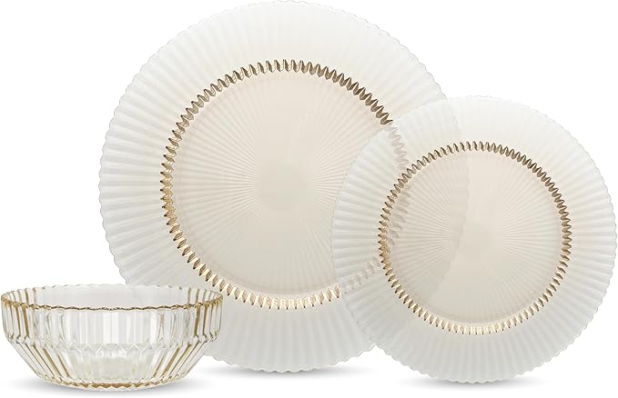 Eater x Zwiesel Fortessa Seraphina Glass 12 Piece Dinnerware Set (Service for 4) Ginger Gold