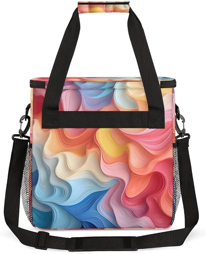 Tie Dyeing Coffee Maker Carrying Bag Rainbow Portable Travel Storage Tote Bag Compatible with K-Mini or K-Mini Plus Single Serve Coffee Brewer Carrying Case with Multiple Pockets &amp Shoulder Stra