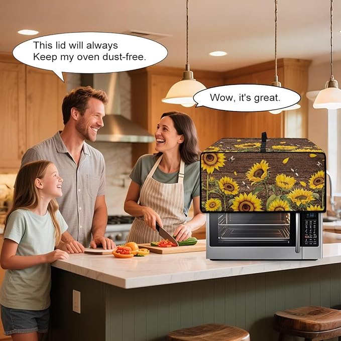 Rectangular Toaster Oven Cover Stain Resistant Washable Appliance Cover with Side Pockets Neat Storage and Protection for Kitchen Appliances Sunflower Wood Board
