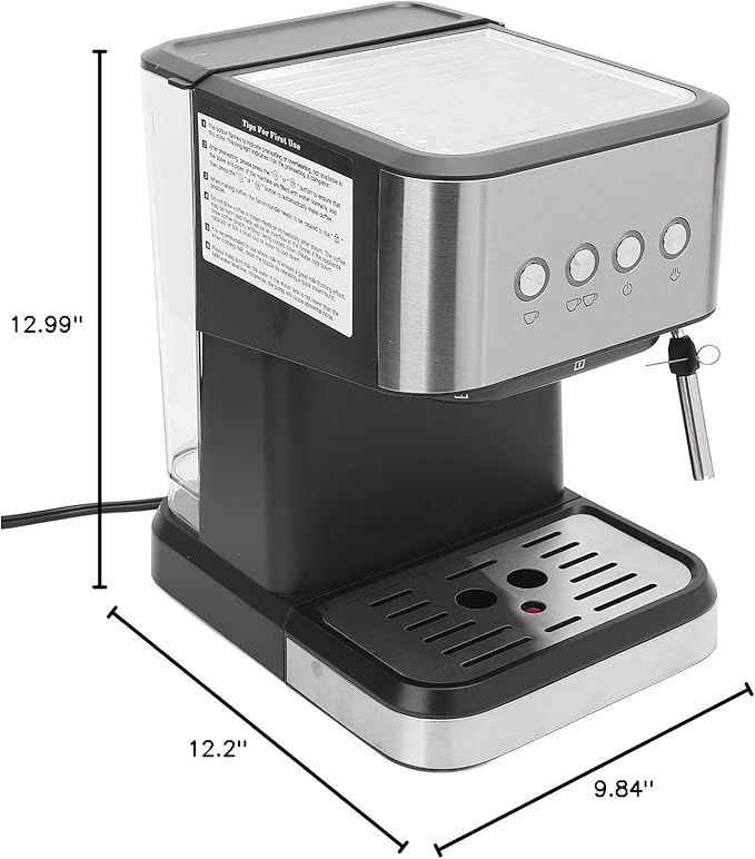 Yoidesu Semi Automatic Coffee Maker Compact Coffee Machine 20Bar Coffer Maker with Milk Frother Steam Wand Quick Preheat 1.5L Water Tank for Cappuccino Latte (US Plug 110v)