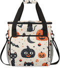 Gothic Pumpkin Coffee Maker Carrying Bag Cat Pumpkin Travel Storage Bag Compatible with K-Mini or K-Mini Plus Single Serve Coffee Brewer Carrying Case with Multiple Pockets &amp Shoulder Strap