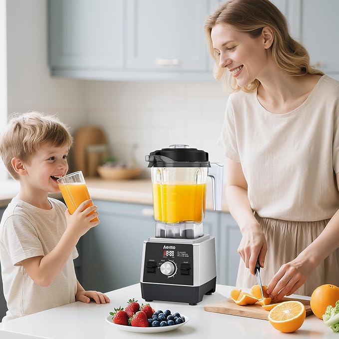 Aeitto Blenders for Kitchen 1800W Professional Countertop Blender 68Oz Large Capacity Smoothie Blender with 3 Programs &amp 7 Speeds for Smoothies Ice Crush Frozen Drinks Black