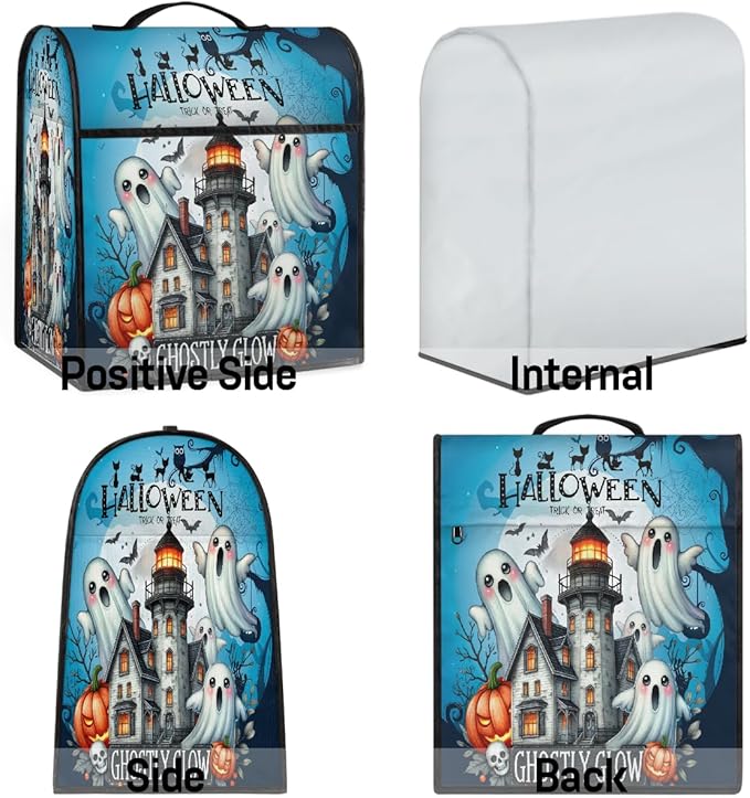 cfpolar Kitchen Aid Mixer Cover Compatible with 6-8 Quarts Halloween Ghost Castle Pumpkin Moon Stand Mixer Cover Kitchen Aid Mixers Accessories Appliance Organizer Bag Dust Covers with Zipper Pocket