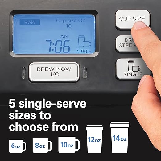 Hamilton Beach FlexBrew Trio 2-Way Coffee Maker Compatible with K-Cup Pods or Grounds Combo Single Serve &amp Full 12c Pot Black - Fast Brewing (49902)