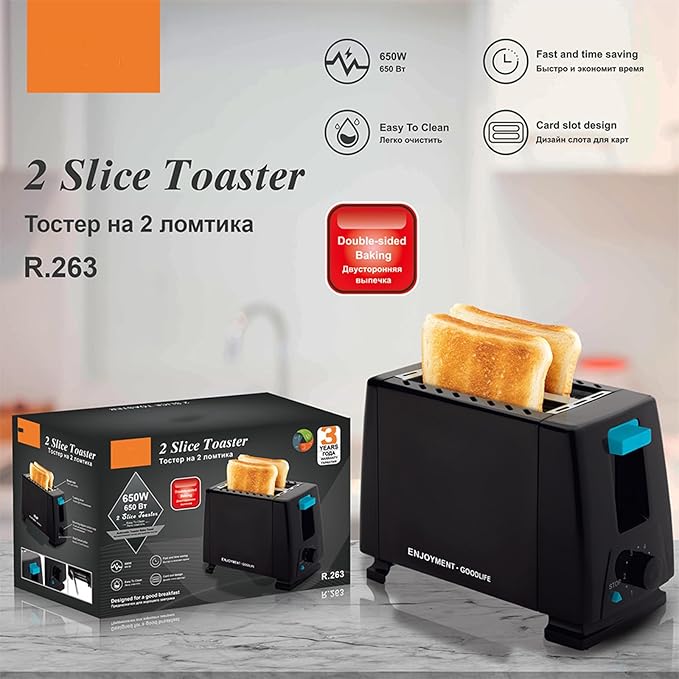 2-Slice Toaster with Extra Wide Slots for Bagels Cool-Touch Walls Shade Selector Toast Boost Auto Shut-off and Cancel Button Black (22305)