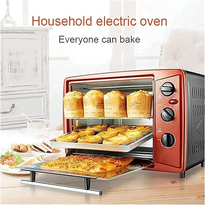 Toaster Convection Oven Countertop Convection Toaster Oven Electric Rotisserie Oven Pizza Oven Single Door Pull Bake/Toast/Roast/Heat/30L Extra Large 1500W Stainless Steel