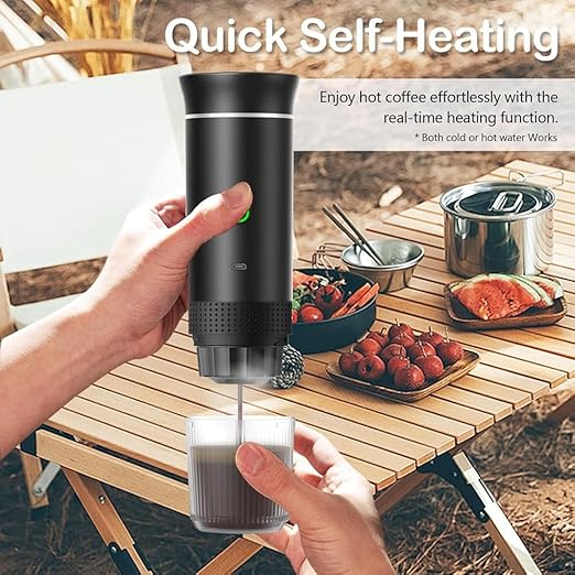 Aboiled Portable Espresso Coffee Machine - Travel Coffee Maker Camping &amp Outdoor Use - White