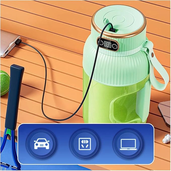 Portable Juicer Cup USB-C Rechargeable Smoothie Blender with Digital Display for Travel Compact Travel-Friendly Design