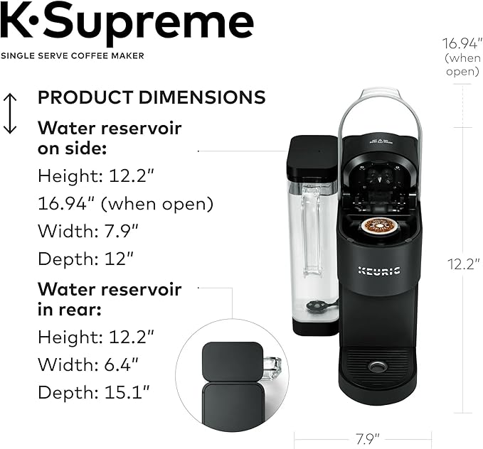 Keeurig KSupreme Single Serve KCup Pod Coffee Maker with MultiStream Technology Strong Brew and Over Ice 66 oz Dual‑Position Reservoir