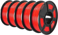 US 3D Filament PETG/EASY ABS/TPU/ASA for Filamnet 1.75mm 5Roll 1KG(TPU 0.5KG/Roll) 3D Printer Filament for 3D Printer(PETG Red 5 Roll)