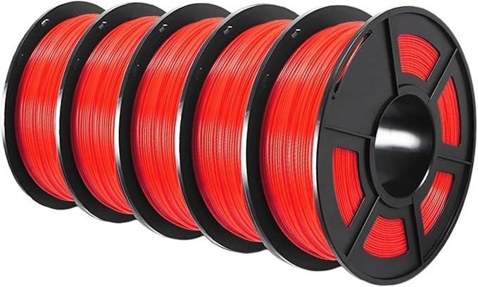 US 3D Filament PETG/EASY ABS/TPU/ASA for Filamnet 1.75mm 5Roll 1KG(TPU 0.5KG/Roll) 3D Printer Filament for 3D Printer(PETG Red 5 Roll)