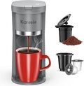 Small Single Serve Coffee Maker Fast Brew for K-Cup &amp Ground Coffee 6-12 Oz Brew Sizes One-Button Single Cup Coffee Maker Coffee Machine with Descaling ReminderGrey9.25 inches