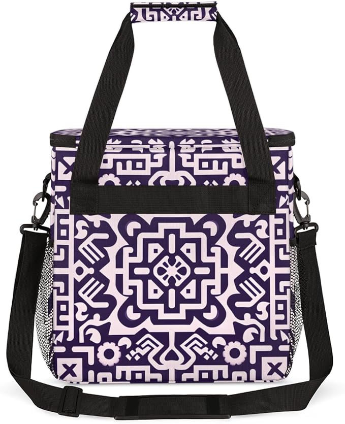 Geometry Aztec Pattern Coffee Maker Carrying Bag Vintage Mandala Travel Storage Bag Compatible with K-Mini or K-Mini Plus Single Serve Coffee Brewer Carrying Case with Pockets &amp Shoulder Strap