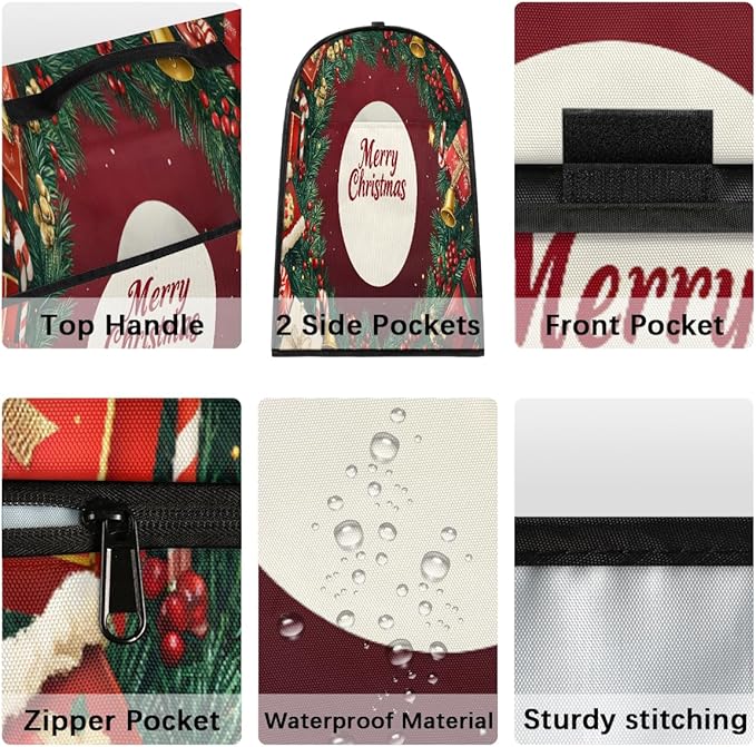 Kitchen Aid Mixer Cover Christmas Holly Xmas Stand Mixer Cover Compatible with 6-8 Quarts Stand Mixers Dust Covers with Zipper Pocket Foldable Washable Kitchen Aid Organizer Bag