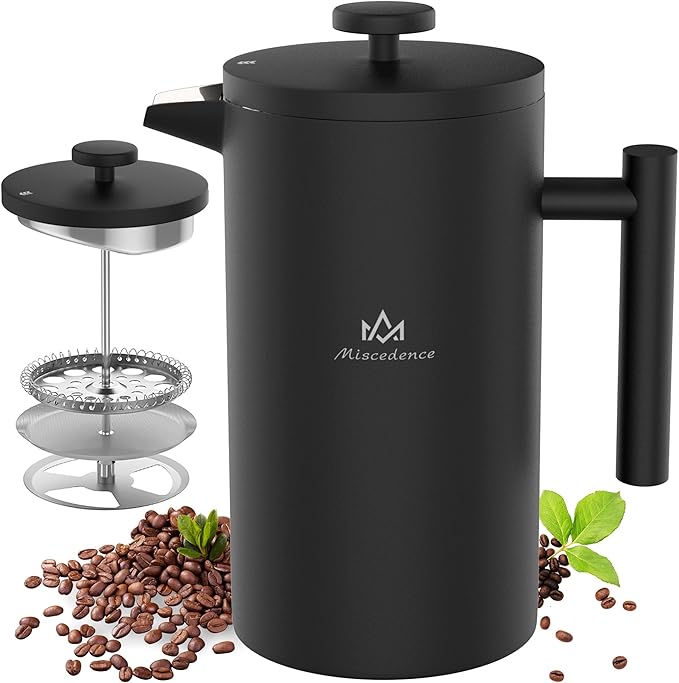 French Press Coffee Maker 50OZ Double Wall Vacuum Insulated 304 Stainless Steel for Home Camping and Office