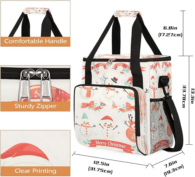 Christmas (705) Coffee Maker Carring Bag Travel Carrying Storage Tote Bag Compatible with Keurig K-Mini or K-Mini Plus Portable Single Serve Coffee Brewer Case with Pockets for K-cup Pods