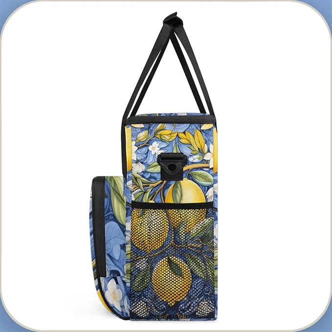 Lemons Coffee Maker Travel Bag for Keurig K-Mini/K-Mini Plus Insulated Waterproof Tote with Pockets for K-Cup Portable Single-Serve Brewer Case