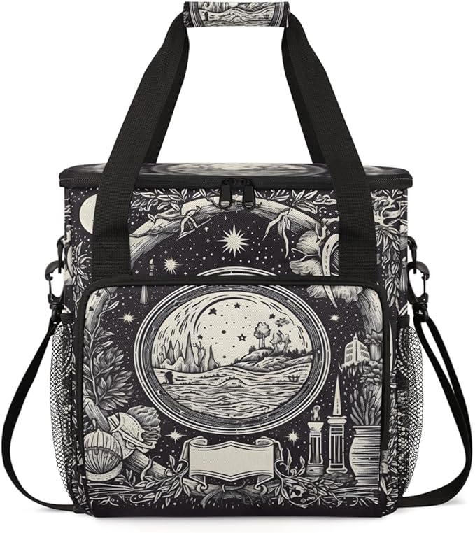 Magic Circle Coffee Maker Carrying Bag Grey Ethnic Aztec Travel Storage Bag Compatible with K-Mini or K-Mini Plus Single Serve Coffee Brewer Carrying Case with Multiple Pockets &amp Shoulder Strap