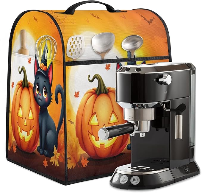 cfpolar Kitchen Aid Mixer Cover Compatible with 6-8 Quarts Halloween Cute Cat Pumpkin Stand Mixer Cover Kitchen Aid Mixers Accessories Appliance Organizer Bag Dust Covers with Zipper Pocket