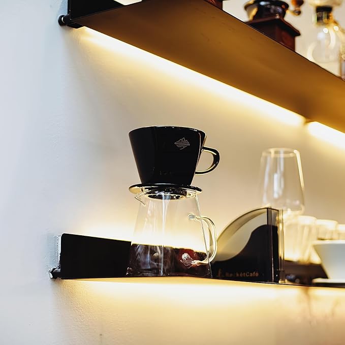 Pour Over Coffee Dripper Set by CrossCreek with Heat-resistance Black Cone Ceramic Dripper Glass Square Carafe 30PCS #2 Paper Filters 9917-C001-062