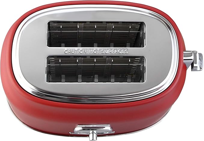 Westinghouse Retro 2-Slice Toaster Stainless Steel Extra Wide Slots with High Lift Lever 4 Easy Functions Removal Crumb Tray 6 Levels of Toasting (Red)