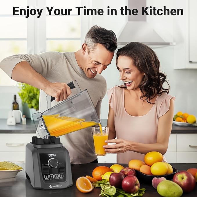 AMZCHEF Professional Blenders for Kitchen 1800 W Smoothie Blender with Infinitely Variable Speed and 5 Functions 68 oz Blender for Smoothies Puree Ice Crush Ice Cream Soup Juice Grey